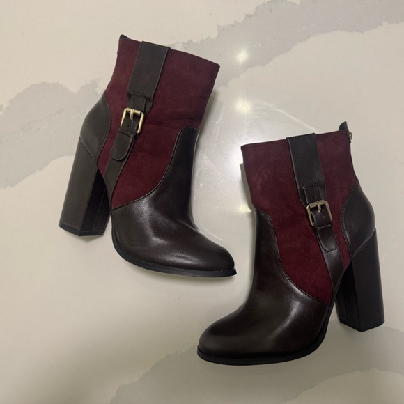 Athena Alexander Burgundy and Brown Heeled Boots - Picture 1 of 5